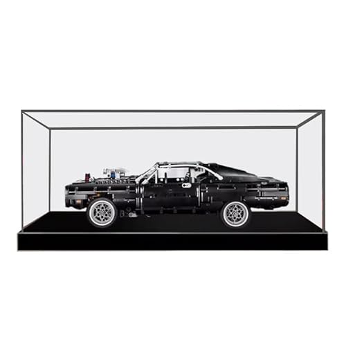 BilliColors Acryl-Vitrine für Lego Technic 42111, anwendbar für La Dodge Charger de Dom entworfene Displaybox, Geschenk (nur Vitrine) (schwarze Unterseite1) von BilliColors