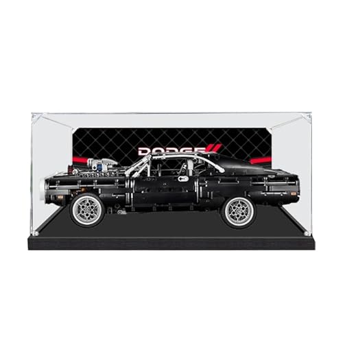 BilliColors Acryl-Vitrine für Lego Technic 42111, anwendbar für La Dodge Charger de Dom entworfene Displaybox, Geschenk (nur Vitrine) (schwarzer Boden + Hintergrund 3) von BilliColors