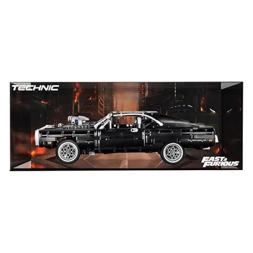 BilliColors Acryl-Vitrine für Lego Technic 42111, anwendbar für La Dodge Charger de Dom entworfene Displaybox, Geschenk (nur Vitrine) (schwarzer Boden + Hintergrund 4) von BilliColors