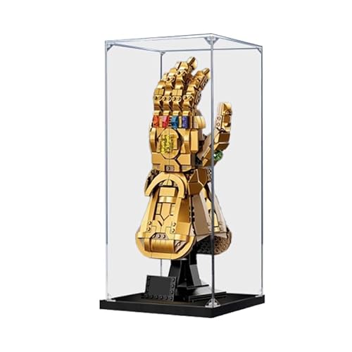 BilliColors Acryl-Vitrine für LegoMarve 76191, anwendbar für Infinity Gauntlet-Displaybox, Geschenk (nur Vitrine) (schwarze Unterseite) von BilliColors