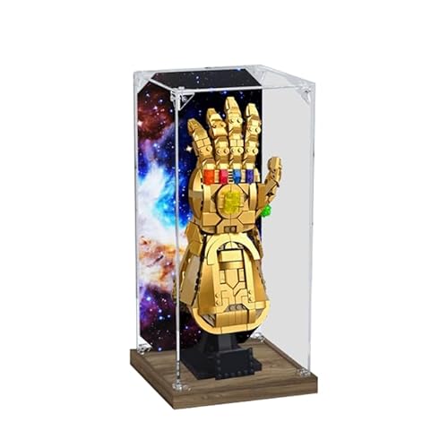 BilliColors Acryl-Vitrine für LegoMarve 76191, anwendbar für Infinity Gauntlet entworfene Displaybox, Geschenk (nur Vitrine) (Holzboden + Hintergrund) von BilliColors