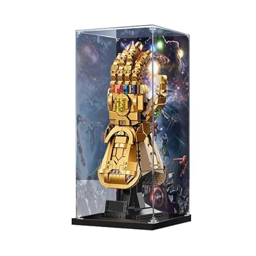 BilliColors Acryl-Vitrine für LegoMarve 76191, anwendbar für Infinity Gauntlet entworfene Displaybox, Geschenk (nur Vitrine) (schwarze Unterseite + Hintergrund 1) von BilliColors