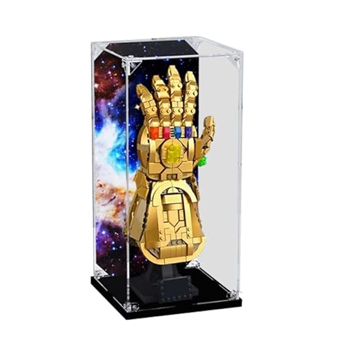 BilliColors Acryl-Vitrine für LegoMarve 76191, anwendbar für Infinity Gauntlet entworfene Displaybox, Geschenk (nur Vitrine) (schwarze Unterseite + Hintergrund 2) von BilliColors