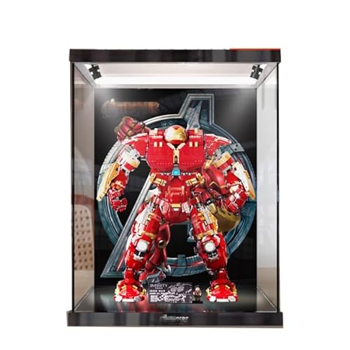 BilliColors Acryl-Vitrine für LegoSuperHeroes 76210, anwendbar für Hulkbuster-Display-Box, Geschenk (nur Vitrine) (Hintergrund + Oberlicht) von BilliColors