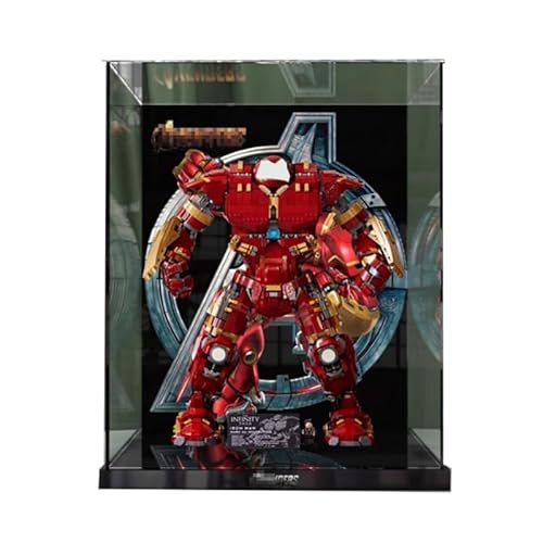 BilliColors Acryl-Vitrine für LegoSuperHeroes 76210, anwendbar für Hulkbuster-Display-Box, Geschenk (nur Vitrine) (hoch unten + Hintergrund) von BilliColors