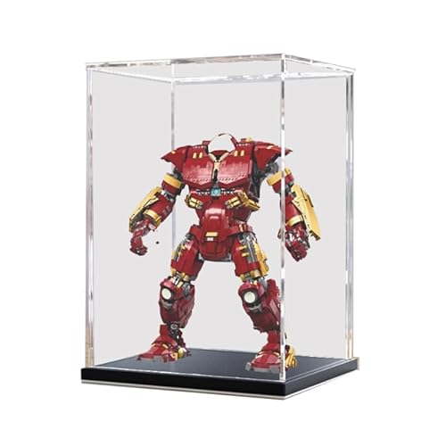 BilliColors Acryl-Vitrine für LegoSuperHeroes 76210, anwendbar für Hulkbuster-Display-Box, Geschenk (nur Vitrine) (schwarze Unterseite) von BilliColors