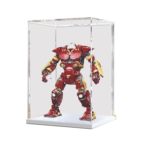 BilliColors Acryl-Vitrine für LegoSuperHeroes 76210, anwendbar für Hulkbuster-Display-Box, Geschenk (nur Vitrine) (weiße Unterseite 1) von BilliColors