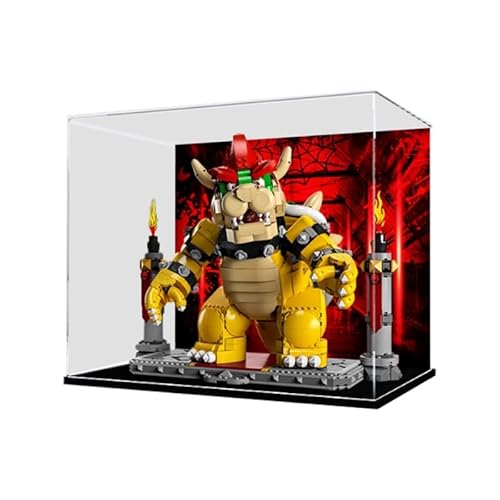 BilliColors Acryl-Vitrine für LegoSuperMario 71411, anwendbar für die Mighty Bowser entworfene Displaybox, Geschenk (nur Vitrine) (schwarze Unterseite + Hintergrund) von BilliColors