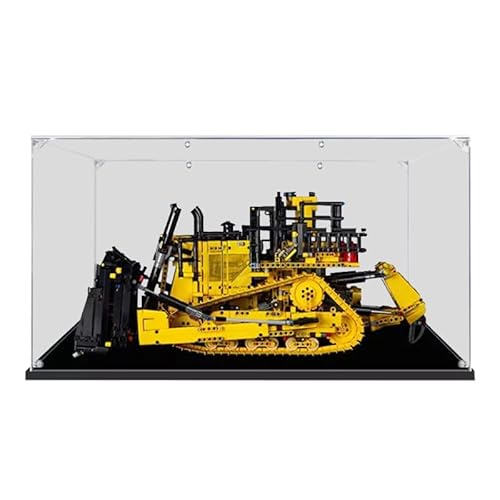 BilliColors Transparente Acryl-Vitrine für Lego Technic 42131, anwendbar für App-gesteuerte Katze D11 Bulldozer, Displaybox, Geschenk (nur Vitrine) (schwarze Unterseite 1) von BilliColors