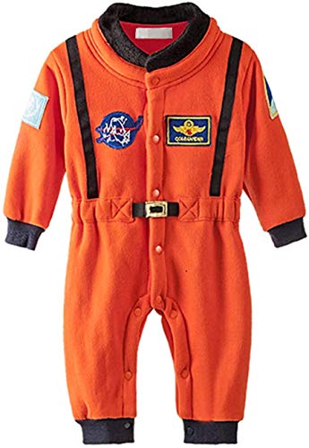 Bilo Design Baby Kleinkind Junge Orange Astronaut Fleece Kostüm Overall Cosplay Party Halloween Baby Junge Kleidung 2-3 Jahre von Bilo Store