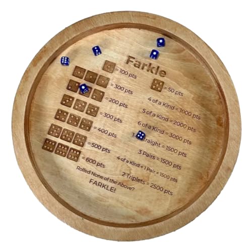 Bimhayuu Würfeltablett aus Holz für Farkle Classic Würfelspiel klassisches Würfelspiel-Tablett Würfeltablett-Halter aus Holz für die Klassische Familienspiel-Reiseparty (18CM) von Bimhayuu