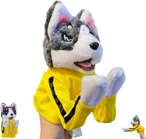 Kung-Fu-Puppe Husky-Hundespielzeug Kung-Fu-Tierspielzeug Husky-Handschuhe 2024 Neues Kinderspiel Plüschtiere klingendes Boxhund-Handpuppenspielzeug, für Erwachsene Kinder (1 STK) von Bimhayuu