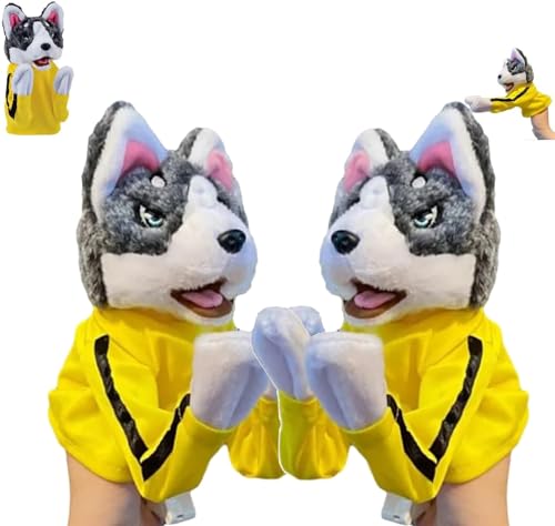 Kung-Fu-Puppe Husky-Hundespielzeug Kung-Fu-Tierspielzeug Husky-Handschuhe 2024 Neues Kinderspiel Plüschtiere klingendes Boxhund-Handpuppenspielzeug, für Erwachsene Kinder (2 STK) von Bimhayuu