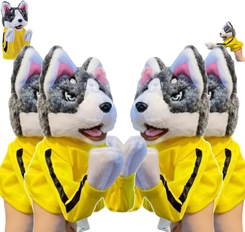 Kung-Fu-Puppe Husky-Hundespielzeug Kung-Fu-Tierspielzeug Husky-Handschuhe 2024 Neues Kinderspiel Plüschtiere klingendes Boxhund-Handpuppenspielzeug, für Erwachsene Kinder (4 STK) von Bimhayuu