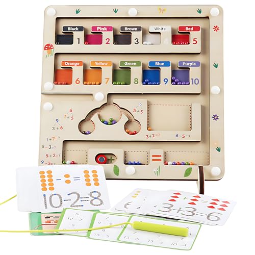 Binblin Magnetisches Farb und Zahlenlabyrinth,Montessori-Spielzeug für Kinder ab 3 Jahren,hölzernes Puzzle-Aktivitätsbrett,Lehrreiches Zählspielzeug für Kleinkinder,Jungen,Mädchen,Vorschulkinder von Binblin