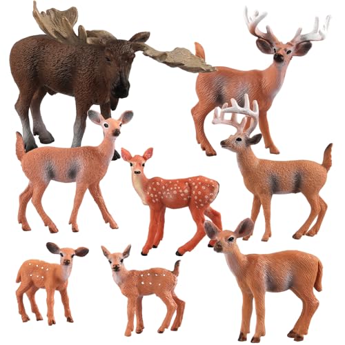 8 Stück Waldtiere Figuren Spielzeug, Waldtiere Figuren Set, Waldtiere Figuren Deko, Tierfiguren Set Wald, Tiere Spielzeug Waldtiere für Woodland Kuchen Cupcake Toppers Weihnachten Party Deko von Binggunyo