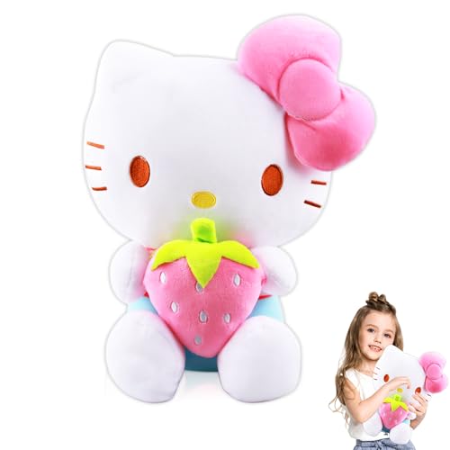 Binggunyo Hello Cat Plüschpuppe 30 cm, Plüschtier Kuscheltier für Kinder, Weich PP-Baumwolle Stofftier Kinderspielzeug, Waschbar Cartoon Puppe, Dekor Geburtstag Party Supplies (Pink-A) von Binggunyo