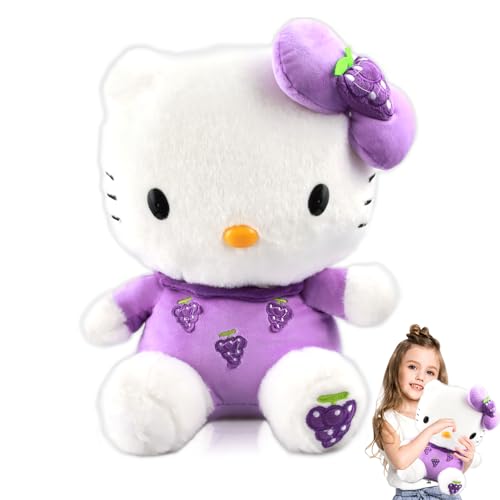 Binggunyo Hello Cat Plüschpuppe 30 cm, Plüschtier Kuscheltier für Kinder, Weich PP-Baumwolle Stofftier Kinderspielzeug, Waschbar Cartoon Puppe, Dekor Geburtstag Party Supplies (Purple) von Binggunyo