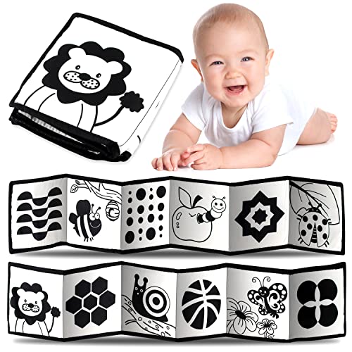 Black & White Stoff-Buch, Stoffbuch Baby, Kontrastbuch Schwarz Weiß Buch Stoffbuch Soft Bilderbuch Alphanumerische Grafiken Stoffbücher für Babys Kleinkinder ab 0+ Monaten Frühe Lernspielzeug (B) von Binggunyo