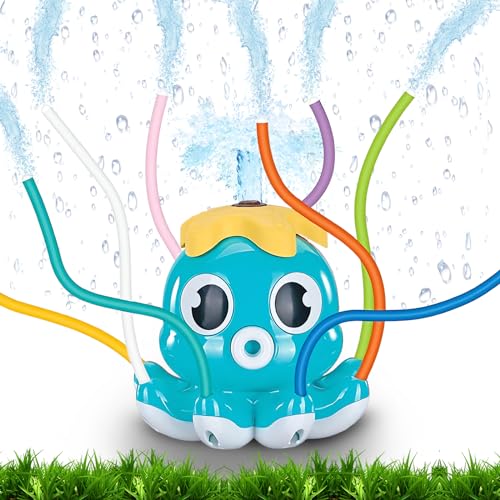 Wasserspielzeug Kinder Outdoor Sprinkler Spielzeug für Kinder, Wassersprinkler Kinder Spielzeug, Oktopus Gartenspielzeug Kinder, Garten Spielzeug Kinder und Erwachsene, Spiele für Draußen (blau) von Binggunyo