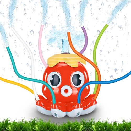 Wasserspielzeug Kinder Outdoor Sprinkler Spielzeug für Kinder, Wassersprinkler Kinder Spielzeug, Oktopus Gartenspielzeug Kinder, Garten Spielzeug Kinder und Erwachsene, Spiele für Draußen (rot) von Binggunyo