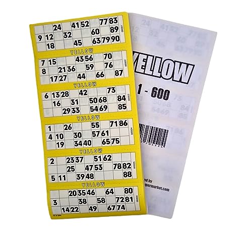 Bingosupermarket Bingo-Tickets 600 Block 6 auf ein Blatt 1-90 perforiert (gelb) von Bingosupermarket