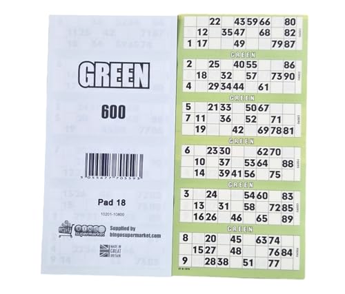 Bingosupermarket Bingo-Tickets 600 Block 6 auf einem Blatt 1-90 perforiert (grün) von Bingosupermarket