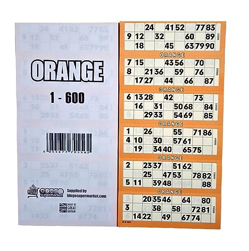 Bingosupermarket Bingo-Tickets 600 Block 6 auf einem Blatt 1-90 perforiert (Orange) von Bingosupermarket