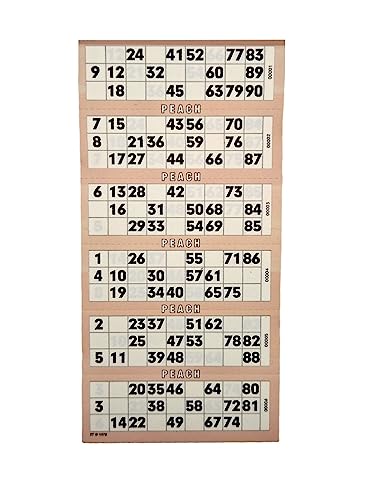 Bingosupermarket Bingo-Tickets 600 Block 6 auf ein Blatt 1-90 perforiert (Pfirsich) von Bingosupermarket