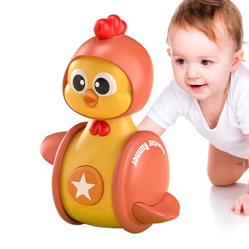 Biniveil 0-2 Jahre Wackelspielzeug,Hühnerwackelspielzeug für Kinder - Huhn-Tier-Klemmspielzeug,Cartoon Early Crawling Comfort Lernspielzeug für Kinder, Kinder, Mädchen von Biniveil