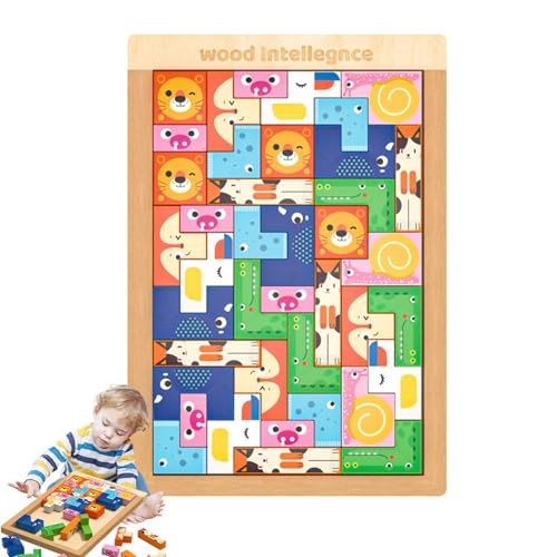 Biniveil Bausteine ​​für Kinder,Holzbausteine ​​ - Tierische 3D-Stapelspielzeug-Bausteine ​​aus Holz,Lernspielzeug, kreatives Puzzle-Bauspielzeug für Kinder von Biniveil