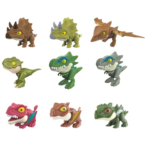 Biniveil Dinosaurier-Neuheitsspielzeug, Dinosaurier-Spielzeug für Kinder, 9 Stück beißende Fingerpuppen-Modellfigur, Fingerbeißspielzeug, kreative Theaterpuppe, Fingerpuppe für Partydekoration von Biniveil
