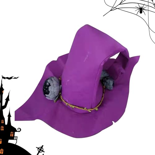 Biniveil Filz Hexenhut,Halloween Hexenhut - Halloween schwarze Hexenhüte - Filz-Zauberer-Spitzhut mit Rosenblüten-Kostüm, Hexenhut-Kostüm, Halloween-Party, Maskerade, Cosplay-Kostüme von Biniveil