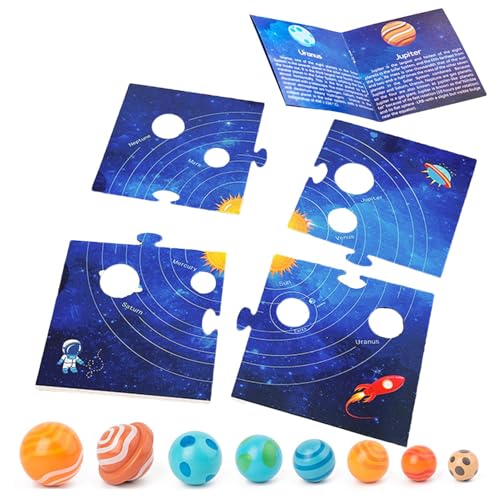 Biniveil Sonnensystem-Puzzle für Kinder,Sonnensystem-Puzzle | Bildung Sonnensystem-Puzzle,Pädagogische 3D-Sonnensystem-Puzzles für Kinder, Holzpuzzle-Spielzeug mit Sonnensystem-Planeten für Kinder von von Biniveil