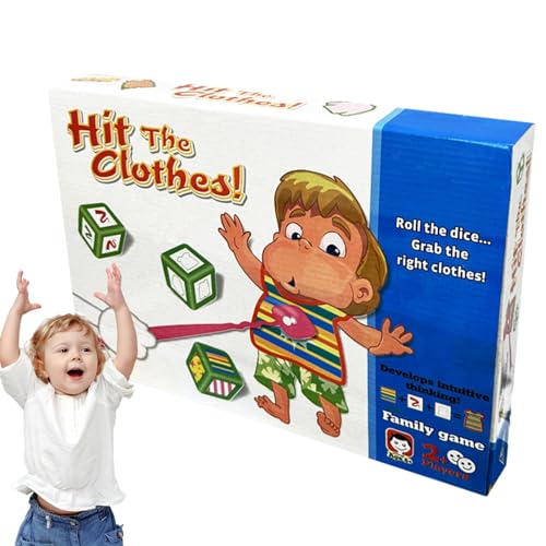 Biniveil Streichholzspielzeug, Streichholzspiel | Hit The Clothes Family Game - Rollen Sie die Würfel, schnappen Sie Sich die richtige Kleidung, pädagogische Lernaktivität, Farberkennungsspiel von Biniveil