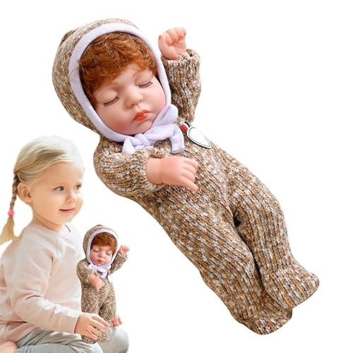 Biniveil Wiedergeborene Schlafpuppe, Simulationssilikonpuppe - Realistische wiedergeborene Puppe, echte Puppe,Handgefertigtes, realistisches, weiches Silikon für Kinder, beruhigend und beruhigend von Biniveil