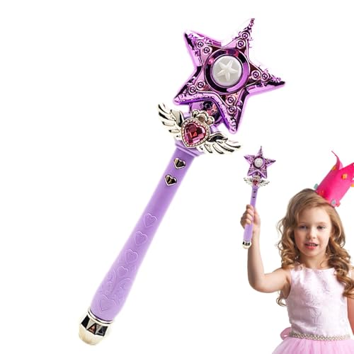 Biniveil Zauberstab für Kinder | LED süßer Sternstab Spielzeug Feenstab - Funkelnder Kostümstab mit Licht und Musik, Engelsstabstäbe für Halloween, Weihnachten, Cosplay, Hochzeit von Biniveil