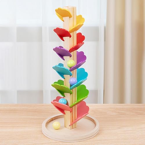 Musikbaum Aus Holz | Baum Mit Musikalischem Ballwurf | Multifunktionaler Regenbogen-Musikbaum Für Kinder | Spielzeug Mit Buntem Blätterturm Aus Holz | Lernspielzeug Für Kinder von Biniveil