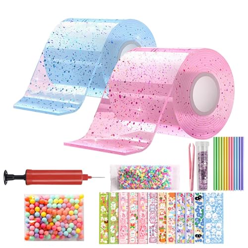 Nano Tape Blasen | Nano-Tape-Set | Nano-Tape-Blasen | Nano Tape Zum Herstellen | Nano-Luftpolsterband | Nano Tape Bubbles Set Mit Glitzer, Pumpe | Nano Tape Bubble Kit Für Erwachsene Kinder von Biniveil