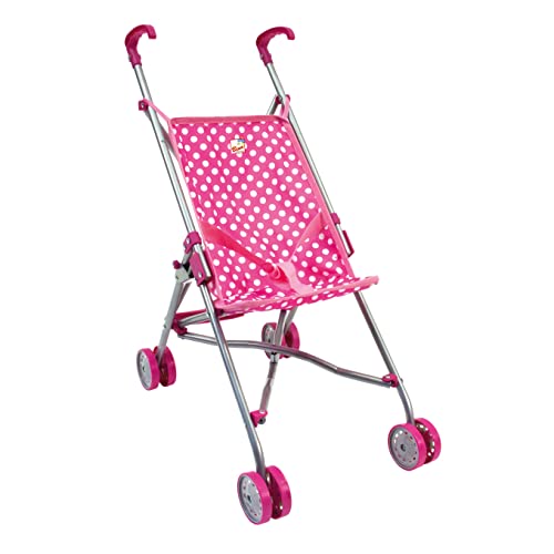 Bino & Mertens 82913 Bino Buggy-Puppenwagen, Spielzeug ab 3 Jahre, Kinderpuppenwagen (Puppenbuggy mit Zusammenklappfunktion, robust und wendig, mit Gurt zum Befestigen der Puppe, Kinderspielzeug in schönem Design), Pink von Bino world of toys