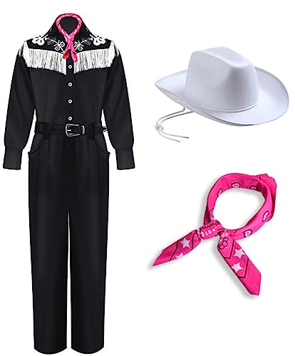 BinwoLoBLM Rollenspiele Cowboy Jacke Uniform Margot Robbie Kleidung Pink Trailer Hosen Hornhosen Halloween Kostüm von BinwoLoBLM