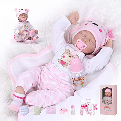 Binxing Yts Reborn Baby Mädchen - 22 Zoll handgefertigte lebensechte Babypuppen Mädchen weicher Stoffkörper, wie EIN echtes Baby, 55cm Reborn Puppe (wiedergeborener Mädchen) von Binxing Yts