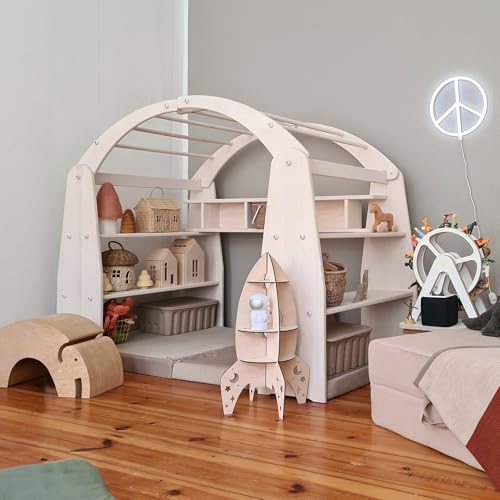 Original Anna Spielhaus® von BioKinder | Spielhaus Spielständer Kaufmannsladen aus zertifiziertem Massivholz | Naturweiß lasiert 165 x 88 x 120 cm von BioKinder - Das gesunde Kinderzimmer