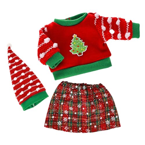 Biookhm Warmer Rock Anzug Festlicher Hut Pullover Rock für 45,7 cm Mädchen Puppen Weihnachten Outfit Mädchen Puppen Freizeitkleidung von Biookhm