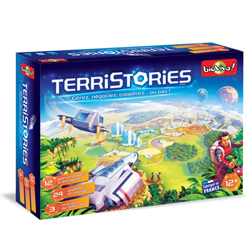 BIOVIVA Terristories – Verwalten, verhandeln, kooperieren... oder Nicht! Die Zukunft liegt bei Ihnen! – Brettspiel – Kollektion Kooperatives Spiel – 2 bis 4 Spieler – 12 Jahre – hergestellt in von Bioviva