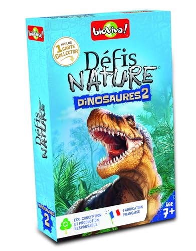 Bioviva - Herausforderungen Natur-Dinosaurier 2022 – Wetten Sie auf die Stärken Dieser Tiere, um die Schlacht zu gewinnen, Kartenspiel, 2 bis 6 Spieler, 7 Jahre, 400305, von Bioviva