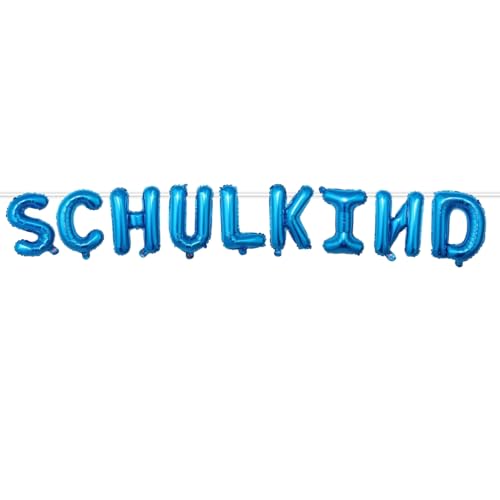 Einschulung Deko, Schulkind Folien Ballons Girlande Banner, Hänge Schulkind Luftballon Banner Deko, für Schuleinführung Einschulung Schulanfang Schulstart Dekoration Mädchen Jungen (Blau) von Bipl