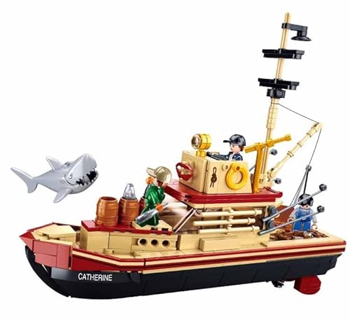 BirnePower Klemmbausteine Spielbausteine Spielset Bausatz Spielfigur 1118 Teile Schiff Hai Walfängerschiff Fischerboot Bausteine Spielzeug G192952 von BirnePower