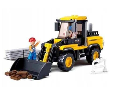 BirnePower Klemmbausteine Spielbausteine Spielset City Stadt Bausatz Bau Spielfigur 212 Teile Bagger Baumaschine Bausteine Spielzeug G070891 von BirnePower