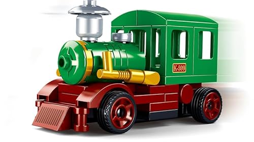 BirnePower Klemmbausteine Spielbausteine Spielset City Stadt Bausatz Spielfigur 57 Teile Dampflokomotive Bausteine Spielzeug G178872F von BirnePower